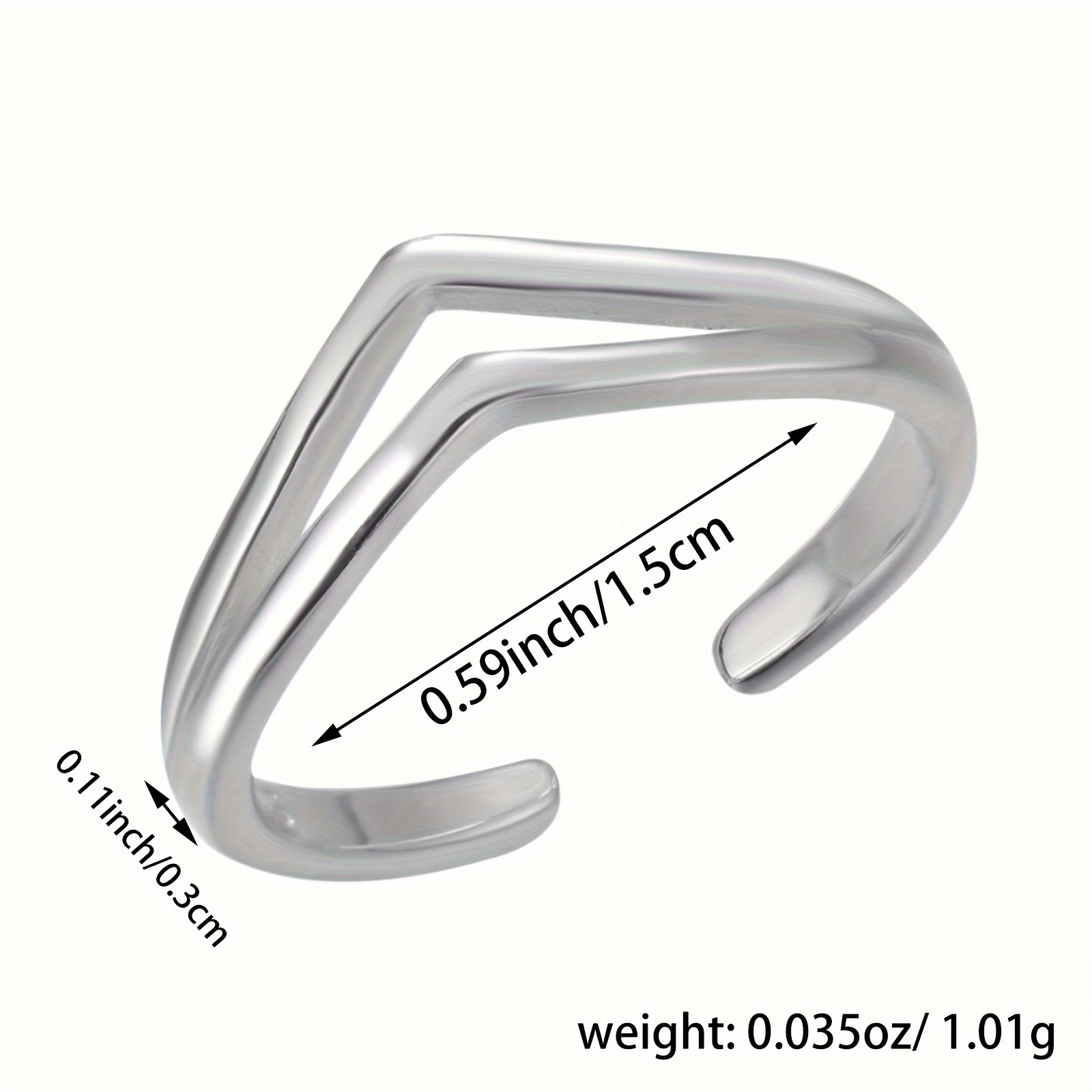 925 Sterling Silver V Shaped Double Layer Women's Toe Ring